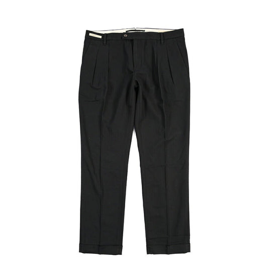 SUMMER SALE｜YCHAI “ROBUSTO” リネン混コットン ツータックパンツ / TAPERED FIT ブラック(NERO) 33 | GUARDAROBA MILANO OFFICIAL STORE