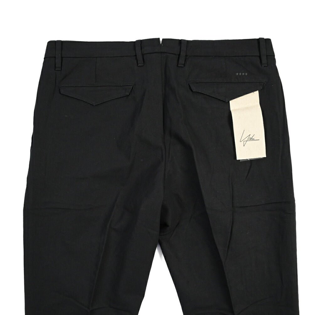 SUMMER SALE｜YCHAI “ROBUSTO” リネン混コットン ツータックパンツ / TAPERED FIT ブラック(NERO) 33 | GUARDAROBA MILANO OFFICIAL STORE