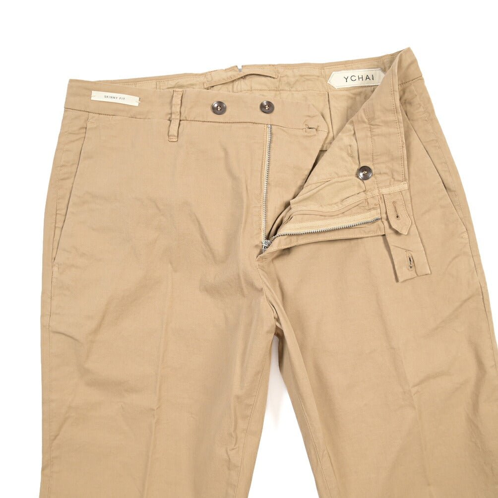 SUMMER SALE｜YCHAI ストレッチコットン ノータックチノパンツ / SKINNY FIT ベージュ（NOCCIOLA） 30 | GUARDAROBA MILANO OFFICIAL STORE