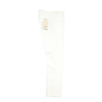 SUMMER SALE｜YCHAI リネン混コットン ノータックパンツ / SKINNY FIT ホワイト(BIANCO) 31 | GUARDAROBA MILANO OFFICIAL STORE