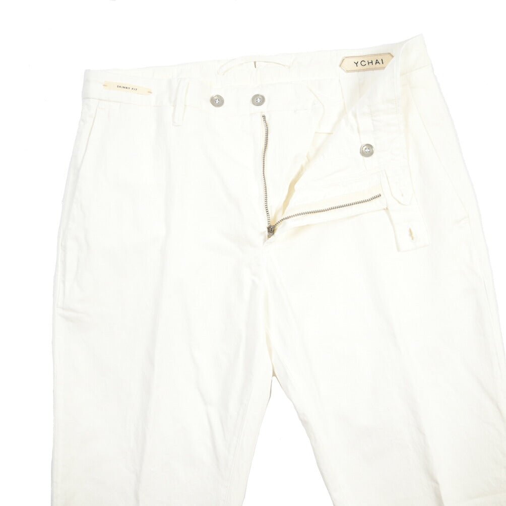 SUMMER SALE｜YCHAI リネン混コットン ノータックパンツ / SKINNY FIT ホワイト(BIANCO) 31 | GUARDAROBA MILANO OFFICIAL STORE