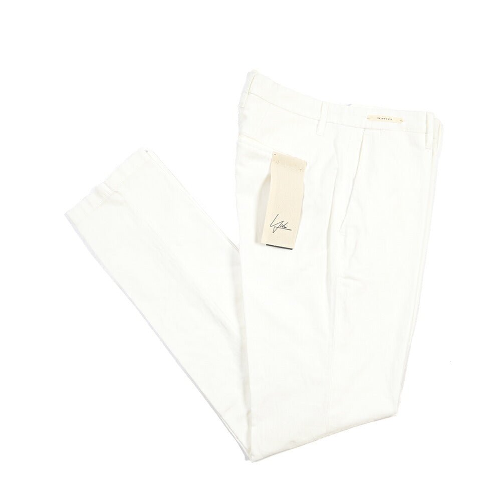SUMMER SALE｜YCHAI リネン混コットン ノータックパンツ / SKINNY FIT ホワイト(BIANCO) 31 | GUARDAROBA MILANO OFFICIAL STORE