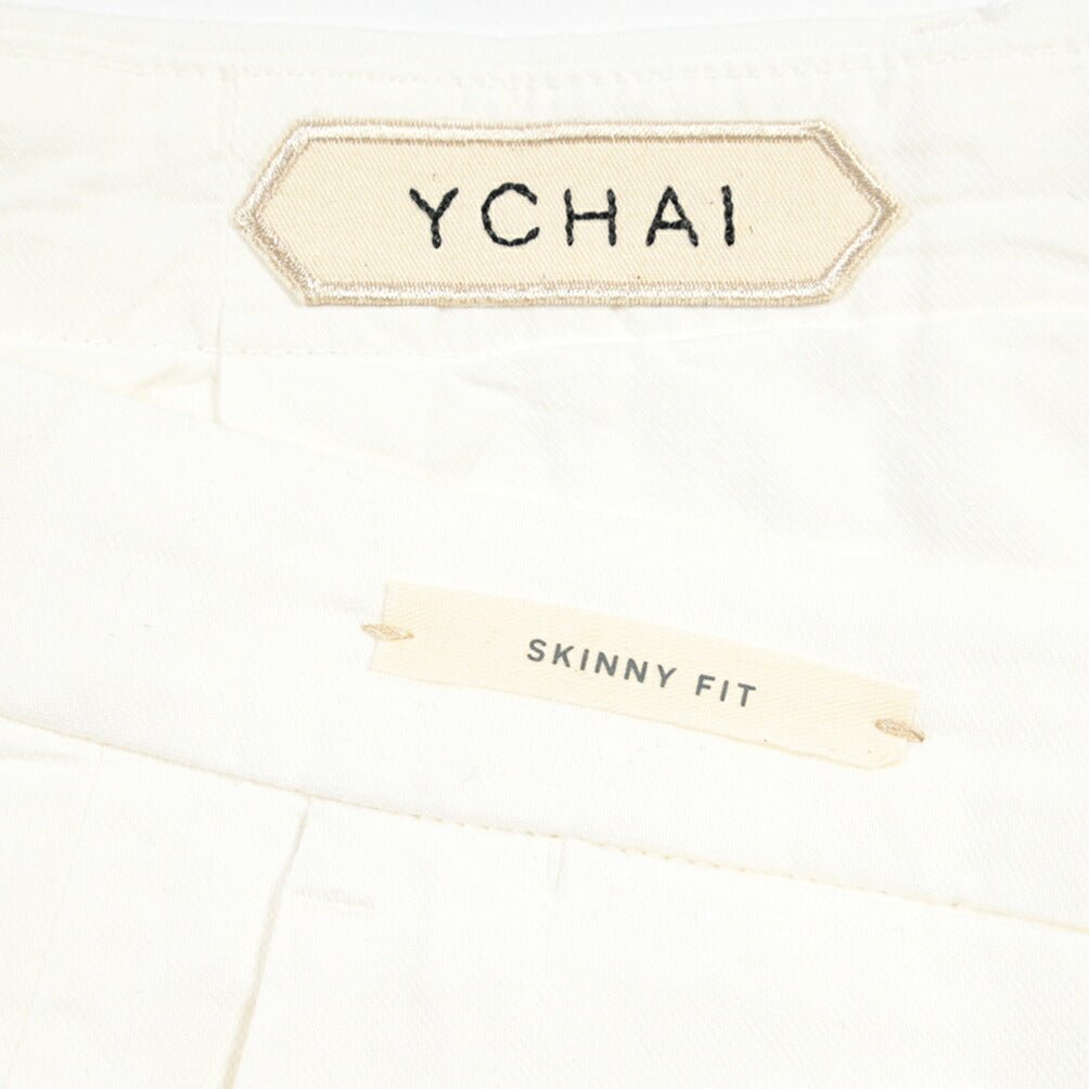 SUMMER SALE｜YCHAI リネン混コットン ノータックパンツ / SKINNY FIT ホワイト(BIANCO) 31 | GUARDAROBA MILANO OFFICIAL STORE