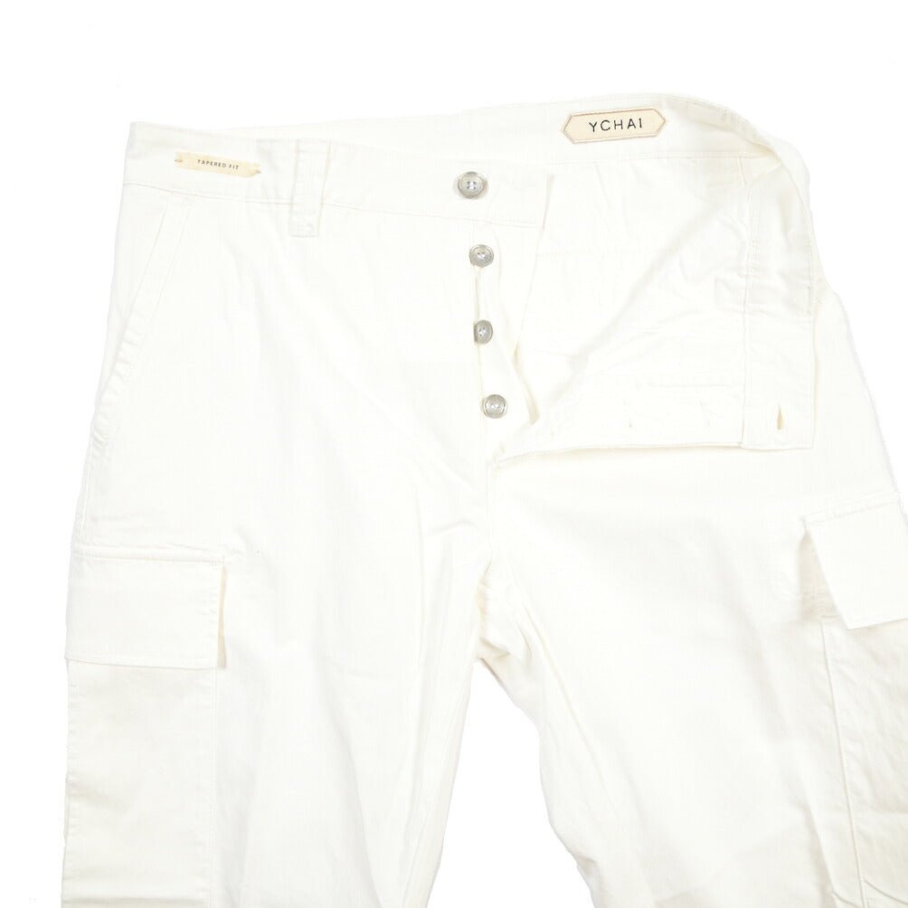 SUMMER SALE｜YCHAI “リネン混コットン ノータックカーゴパンツ / TAPERED FIT ホワイト(BIANCO) 29 | GUARDAROBA MILANO OFFICIAL STORE