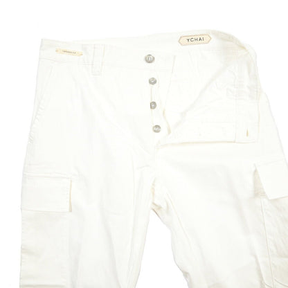 SUMMER SALE｜YCHAI “リネン混コットン ノータックカーゴパンツ / TAPERED FIT ホワイト(BIANCO) 29 | GUARDAROBA MILANO OFFICIAL STORE