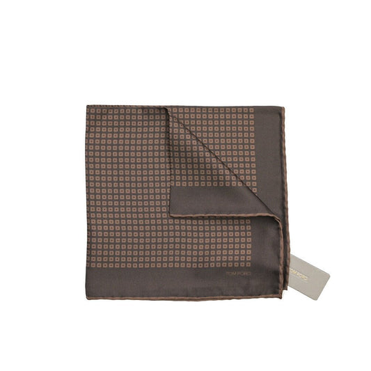 TOM FORD シルク100% 幾何柄ポケットチーフ ブラウン 39cm×39cm | GUARDAROBA MILANO OFFICIAL STORE
