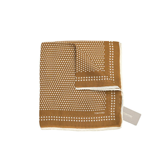 TOM FORD シルク混ウール ドット柄 ポケットチーフ ブラウン 39cm×41cm | GUARDAROBA MILANO OFFICIAL STORE