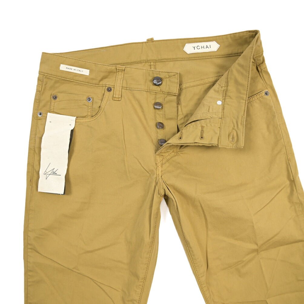 YCHAI “PANATELA” ストレッチコットン 5ポケットカラーパンツ / SKINNY FIT カーキグリーン(SENAPE) 33 | GUARDAROBA MILANO OFFICIAL STORE