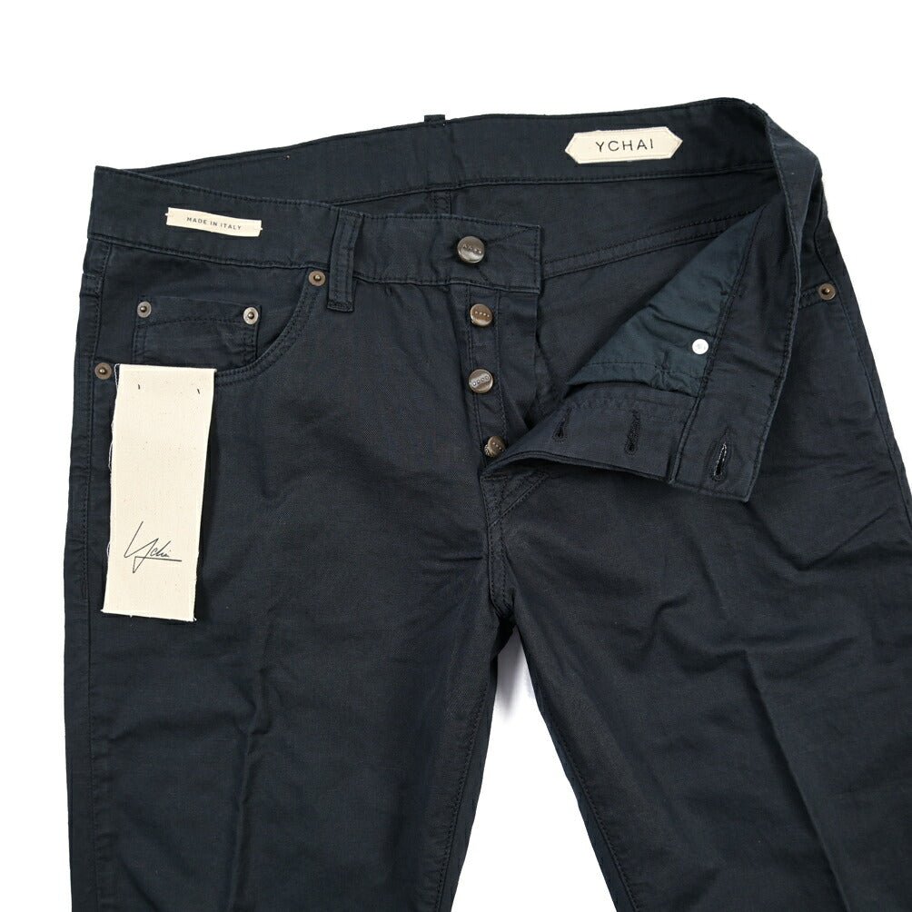 YCHAI “PANATELA” リネン混デニム 5ポケットカラージーンズ / SKINNY FIT ネイビー(BLU) 33 | GUARDAROBA MILANO OFFICIAL STORE