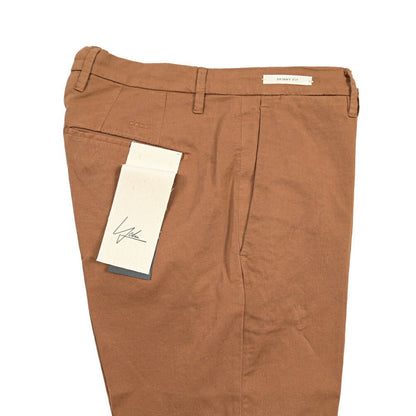 YCHAI “PANATELA” リネン混コットン ノータックパンツ / SKINNY FIT ブラウン(COGNAC) 30 | GUARDAROBA MILANO OFFICIAL STORE