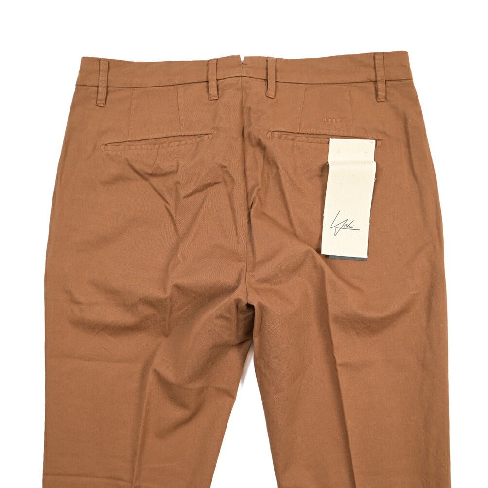 YCHAI “PANATELA” リネン混コットン ノータックパンツ / SKINNY FIT ブラウン(COGNAC) 30 | GUARDAROBA MILANO OFFICIAL STORE