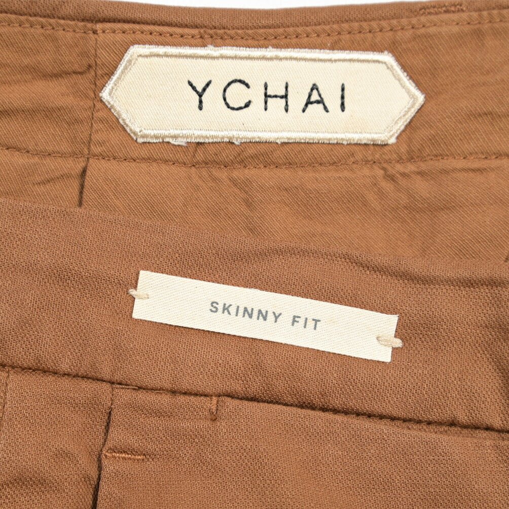 YCHAI “PANATELA” リネン混コットン ノータックパンツ / SKINNY FIT ブラウン(COGNAC) 30 | GUARDAROBA MILANO OFFICIAL STORE