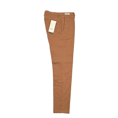 YCHAI “PANATELA” リネン混コットン ノータックパンツ / SKINNY FIT ブラウン(COGNAC) 30 | GUARDAROBA MILANO OFFICIAL STORE