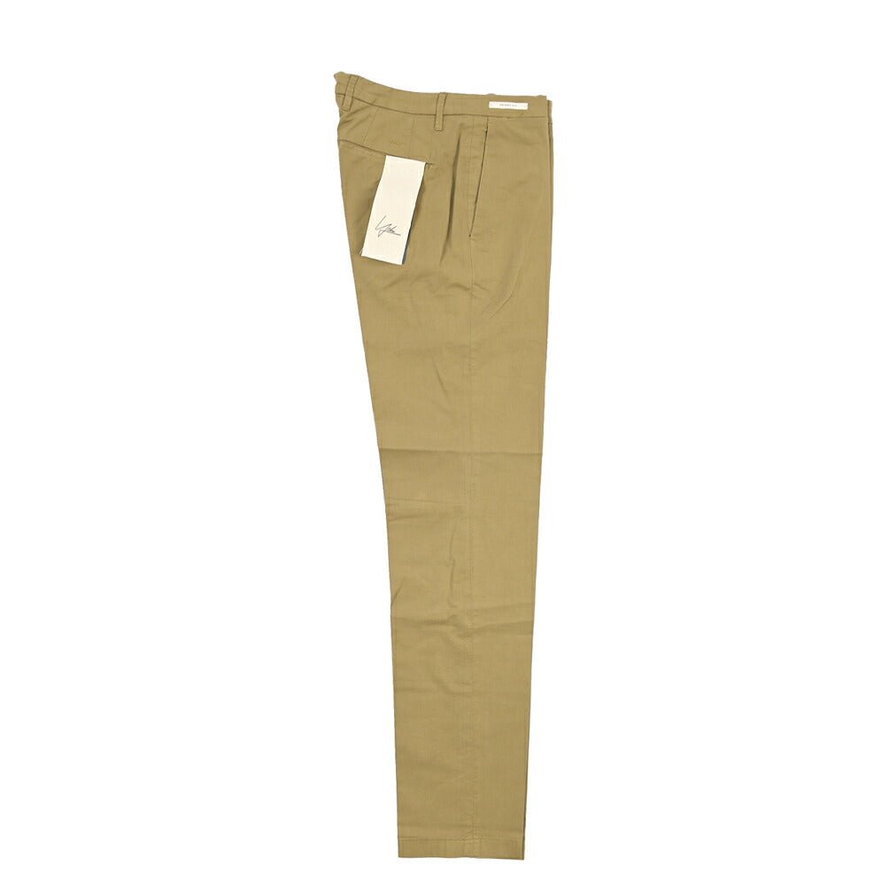 YCHAI “PANATELA” ストレッチコットン ノータックチノパンツ / SKINNY FIT カーキグリーン(SENAPE) 30 | GUARDAROBA MILANO OFFICIAL STORE