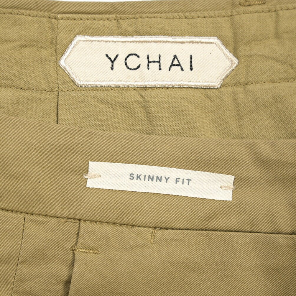 YCHAI “PANATELA” ストレッチコットン ノータックチノパンツ / SKINNY FIT カーキグリーン(SENAPE) 30 | GUARDAROBA MILANO OFFICIAL STORE