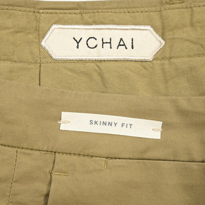 YCHAI “PANATELA” ストレッチコットン ノータックチノパンツ / SKINNY FIT カーキグリーン(SENAPE) 30 | GUARDAROBA MILANO OFFICIAL STORE