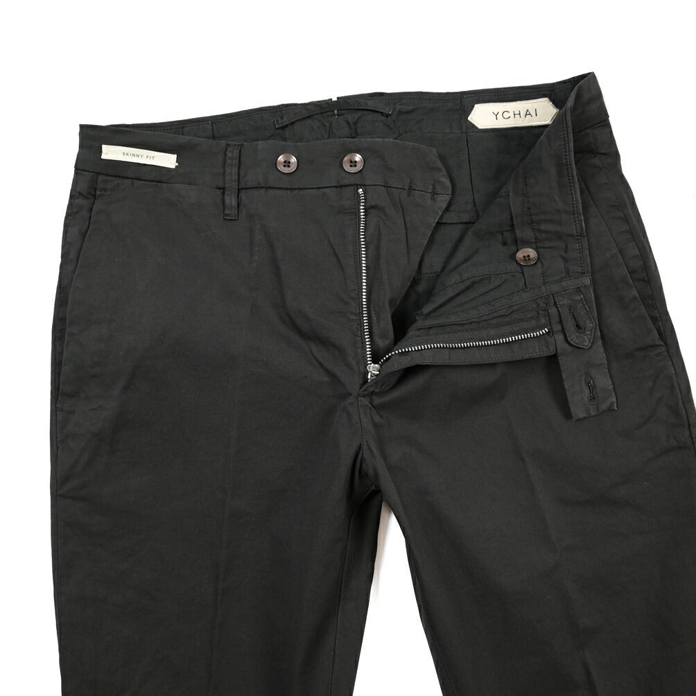 YCHAI “PANATELA” ストレッチコットン ノータックチノパンツ / SKINNY FIT ブラック(NERO) 31 | GUARDAROBA MILANO OFFICIAL STORE