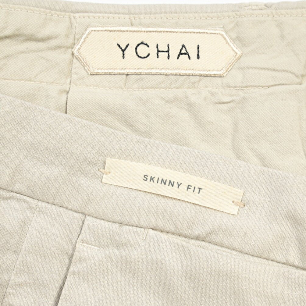 YCHAI “PANATELA” リネン混コットン ノータックストレッチパンツ / SKINNY FIT ライトグレー(STUCCO) 29 | GUARDAROBA MILANO OFFICIAL STORE