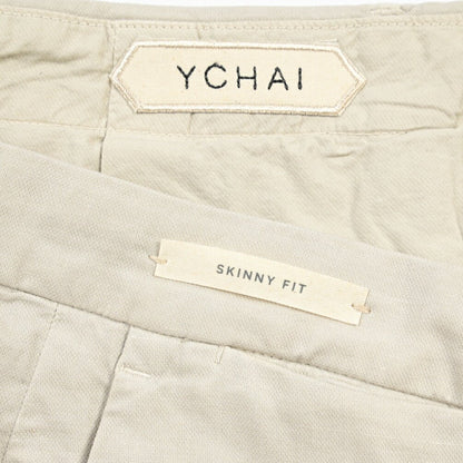 YCHAI “PANATELA” リネン混コットン ノータックストレッチパンツ / SKINNY FIT ライトグレー(STUCCO) 29 | GUARDAROBA MILANO OFFICIAL STORE