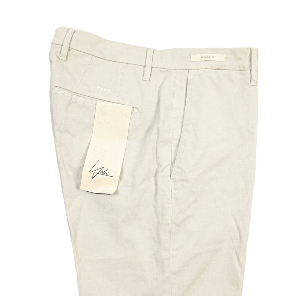 YCHAI “PANATELA” リネン混コットン ノータックストレッチパンツ / SKINNY FIT ライトグレー(STUCCO) 29 | GUARDAROBA MILANO OFFICIAL STORE