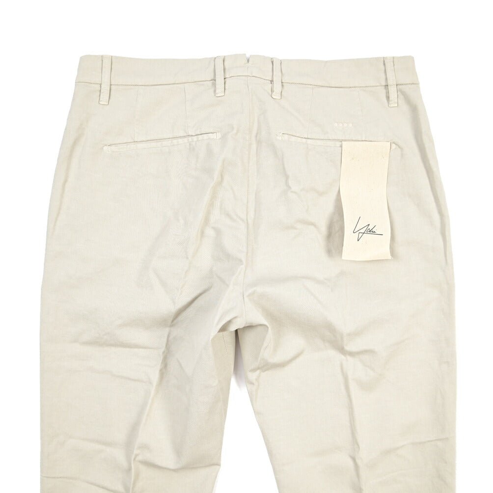 YCHAI “PANATELA” リネン混コットン ノータックストレッチパンツ / SKINNY FIT ライトグレー(STUCCO) 29 | GUARDAROBA MILANO OFFICIAL STORE