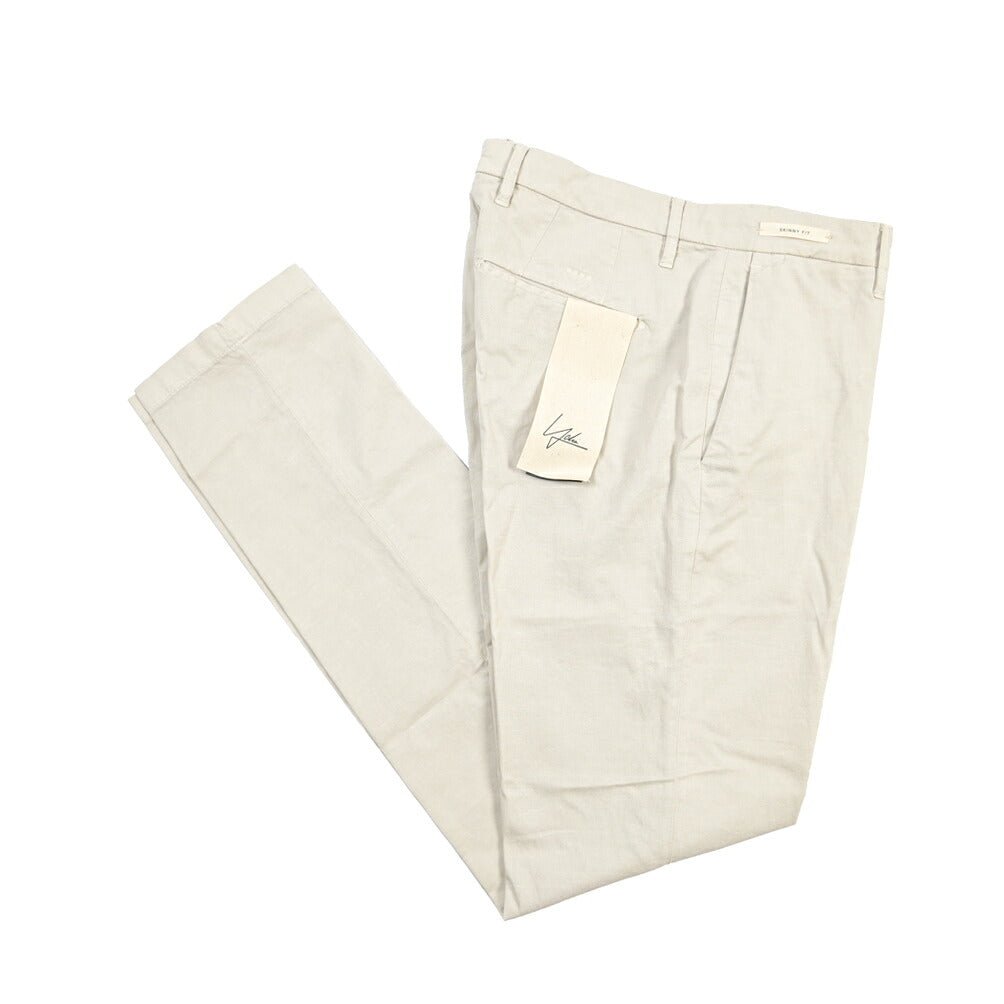 YCHAI “PANATELA” リネン混コットン ノータックストレッチパンツ / SKINNY FIT ライトグレー(STUCCO) 29 | GUARDAROBA MILANO OFFICIAL STORE