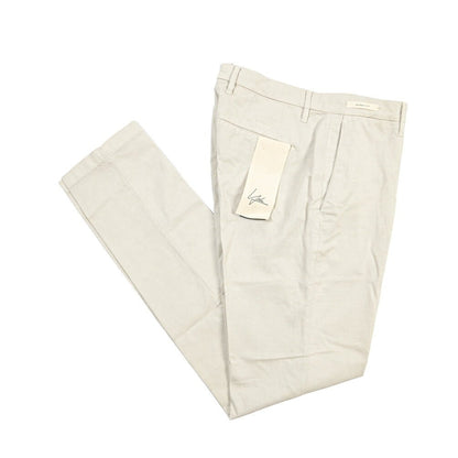 YCHAI “PANATELA” リネン混コットン ノータックストレッチパンツ / SKINNY FIT ライトグレー(STUCCO) 29 | GUARDAROBA MILANO OFFICIAL STORE