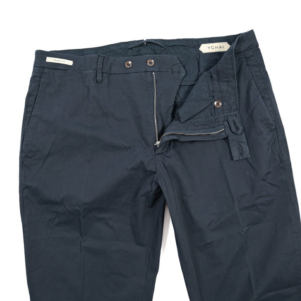 YCHAI “PANATELA” ストレッチコットン ノータックチノパンツ / SKINNY FIT ネイビー(BLU) 30 | GUARDAROBA MILANO OFFICIAL STORE