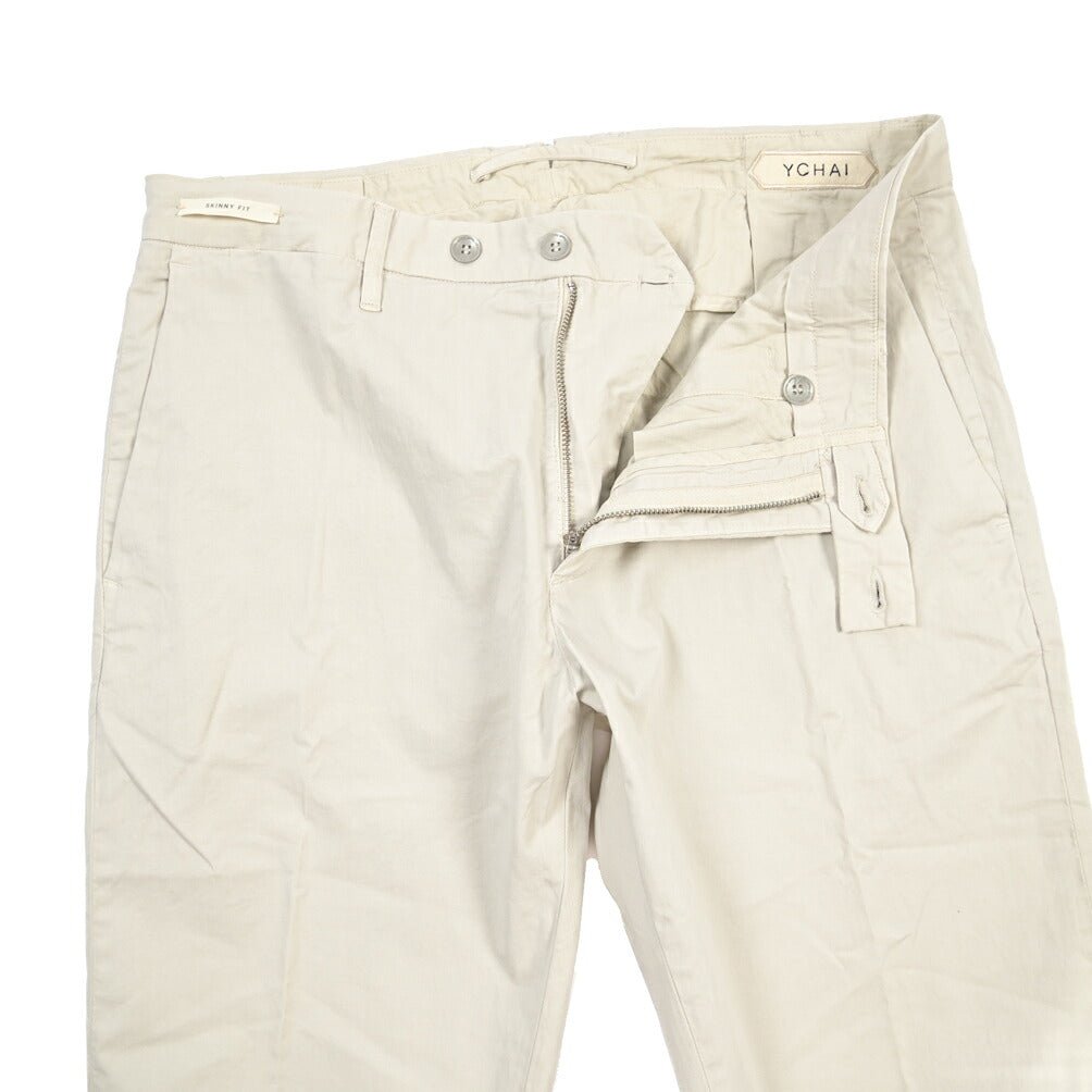 YCHAI “PANATELA” ストレッチコットン ノータックチノパンツ / SKINNY FIT ライトグレー(STUCCO) 29 | GUARDAROBA MILANO OFFICIAL STORE