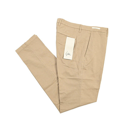 YCHAI “PANATELA” リネン混コットン ノータックストレッチパンツ / SKINNY FIT ベージュ(BEIGE) 32 | GUARDAROBA MILANO OFFICIAL STORE