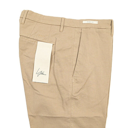 YCHAI “PANATELA” リネン混コットン ノータックストレッチパンツ / SKINNY FIT ベージュ(BEIGE) 32 | GUARDAROBA MILANO OFFICIAL STORE
