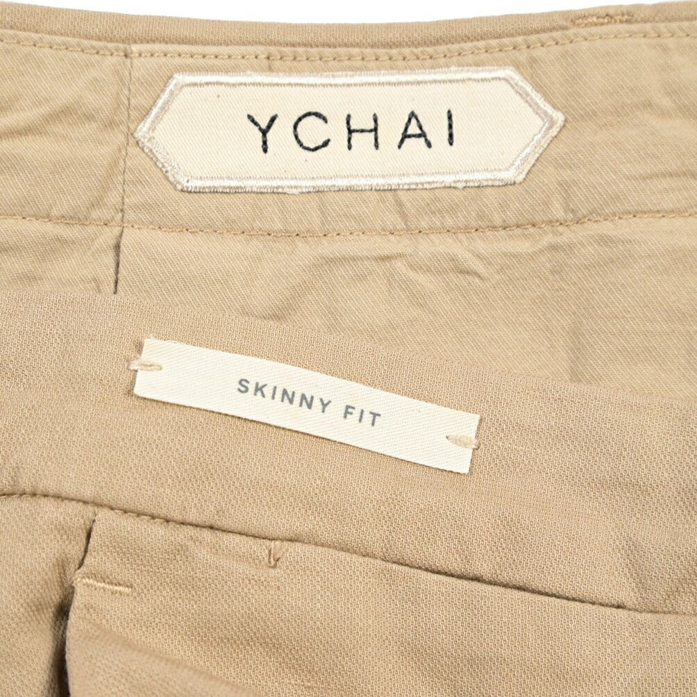 YCHAI “PANATELA” リネン混コットン ノータックストレッチパンツ / SKINNY FIT ベージュ(BEIGE) 32 | GUARDAROBA MILANO OFFICIAL STORE