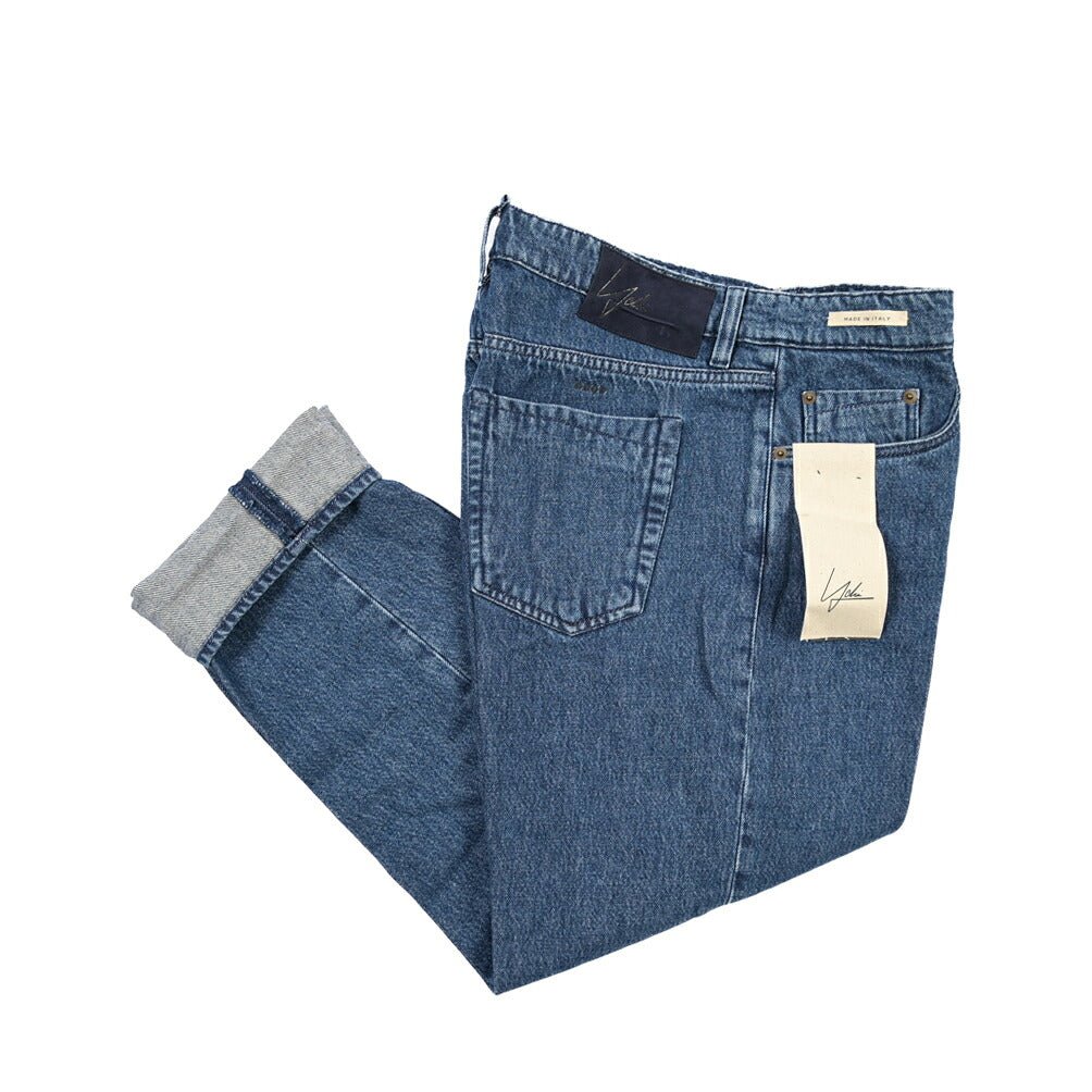 YCHAI “ROBUSTO” コットン100%デニム 5ポケットジーンズ / TAPERED FIT ブルー(BLU) 33 | GUARDAROBA MILANO OFFICIAL STORE