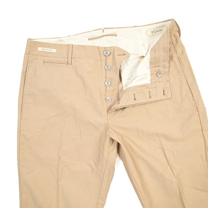 YCHAI “ROBUSTO” コットン100% ノータックチノパンツ / TAPERED FIT ベージュ(SABBIA) 33 | GUARDAROBA MILANO OFFICIAL STORE