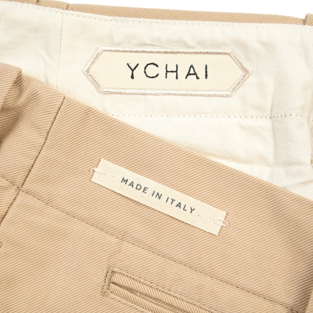 YCHAI “ROBUSTO” コットン100% ノータックチノパンツ / TAPERED FIT ベージュ(SABBIA) 33 | GUARDAROBA MILANO OFFICIAL STORE