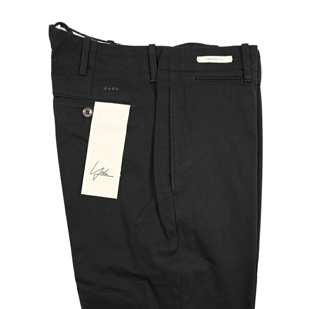 YCHAI “ROBUSTO” コットン100% ノータックチノパンツ / TAPERED FIT ブラック(NERO) 28 | GUARDAROBA MILANO OFFICIAL STORE