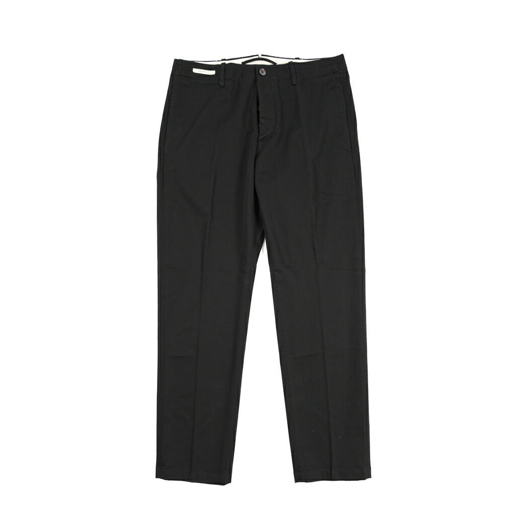 YCHAI “ROBUSTO” コットン100% ノータックチノパンツ / TAPERED FIT ブラック(NERO) 28 | GUARDAROBA MILANO OFFICIAL STORE
