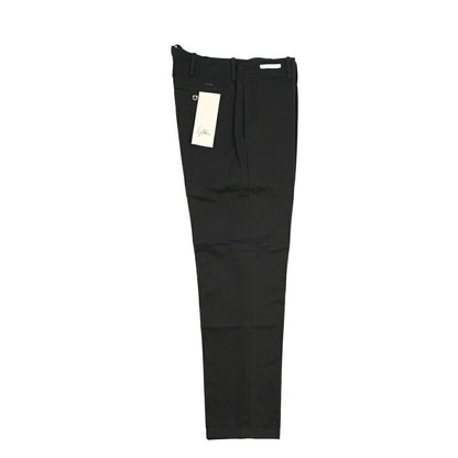 YCHAI “ROBUSTO” コットン100% ノータックチノパンツ / TAPERED FIT ブラック(NERO) 28 | GUARDAROBA MILANO OFFICIAL STORE