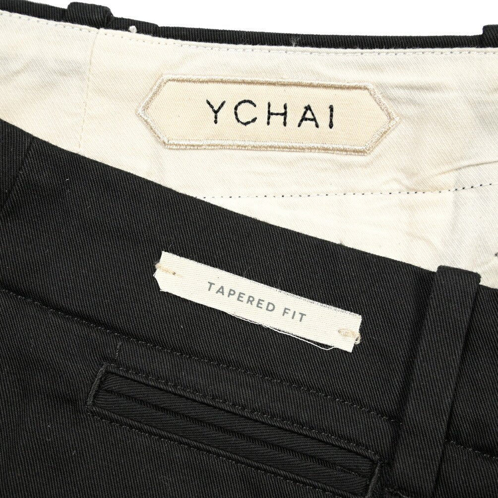 YCHAI “ROBUSTO” コットン100% ノータックチノパンツ / TAPERED FIT ブラック(NERO) 28 | GUARDAROBA MILANO OFFICIAL STORE