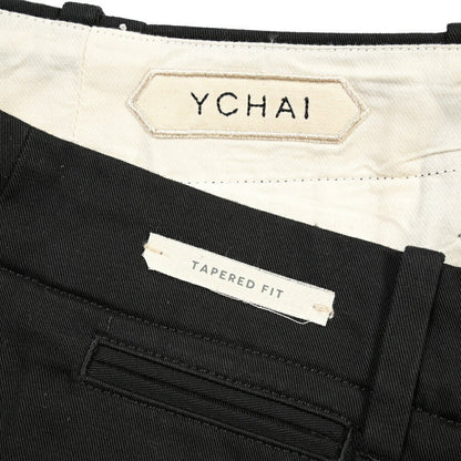 YCHAI “ROBUSTO” コットン100% ノータックチノパンツ / TAPERED FIT ブラック(NERO) 28 | GUARDAROBA MILANO OFFICIAL STORE