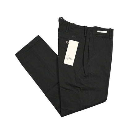 YCHAI “ROBUSTO” コットン100% ノータックチノパンツ / TAPERED FIT ブラック(NERO) 28 | GUARDAROBA MILANO OFFICIAL STORE