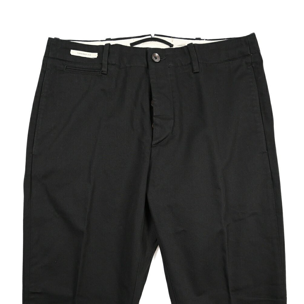 YCHAI “ROBUSTO” コットン100% ノータックチノパンツ / TAPERED FIT ブラック(NERO) 28 | GUARDAROBA MILANO OFFICIAL STORE