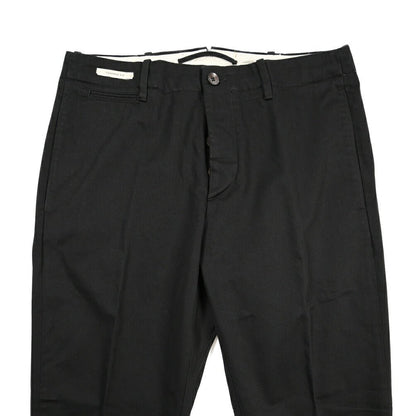 YCHAI “ROBUSTO” コットン100% ノータックチノパンツ / TAPERED FIT ブラック(NERO) 28 | GUARDAROBA MILANO OFFICIAL STORE