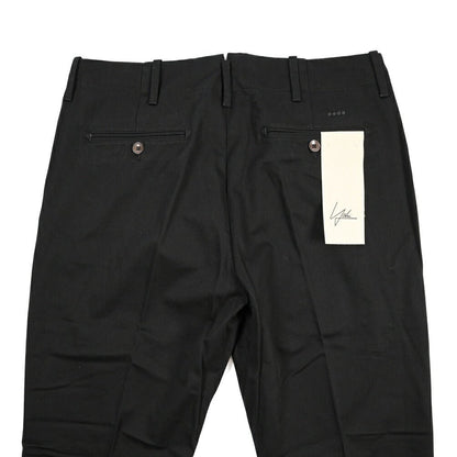 YCHAI “ROBUSTO” コットン100% ノータックチノパンツ / TAPERED FIT ブラック(NERO) 28 | GUARDAROBA MILANO OFFICIAL STORE