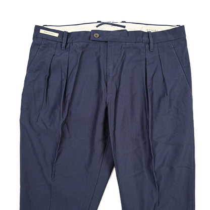 YCHAI “ROBUSTO” コットン100% ツータックチノパンツ / TAPERED FIT ネイビー(BLU) 33 | GUARDAROBA MILANO OFFICIAL STORE