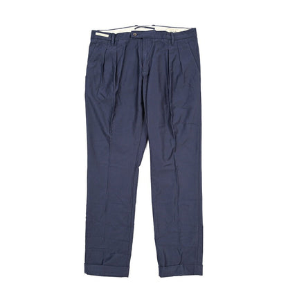 YCHAI “ROBUSTO” コットン100% ツータックチノパンツ / TAPERED FIT ネイビー(BLU) 33 | GUARDAROBA MILANO OFFICIAL STORE