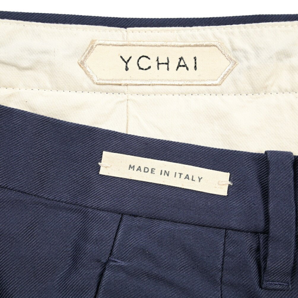 YCHAI “ROBUSTO” コットン100% ツータックチノパンツ / TAPERED FIT ネイビー(BLU) 33 | GUARDAROBA MILANO OFFICIAL STORE