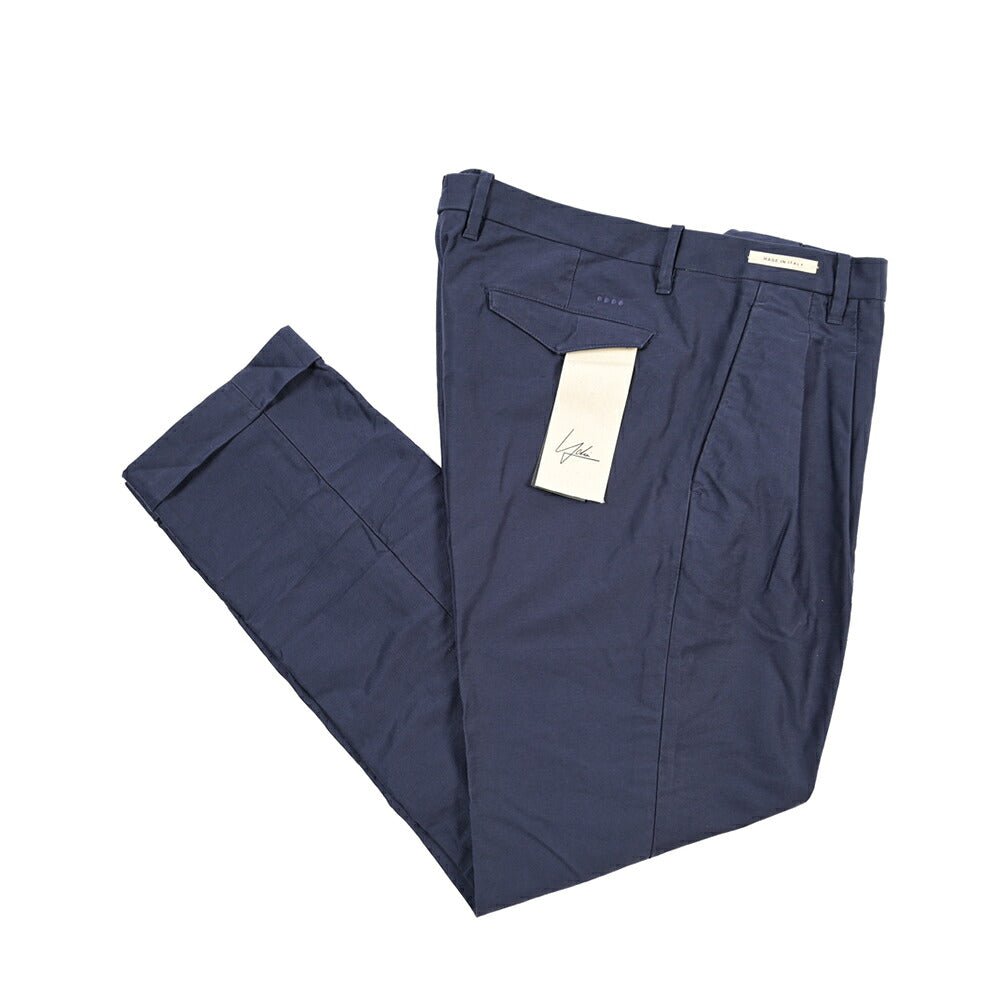 YCHAI “ROBUSTO” コットン100% ツータックチノパンツ / TAPERED FIT ネイビー(BLU) 33 | GUARDAROBA MILANO OFFICIAL STORE