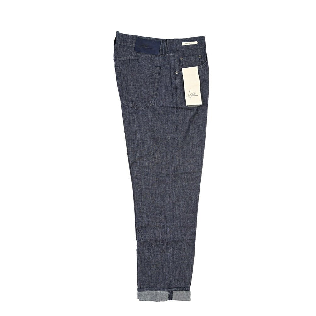 YCHAI “ROBUSTO” コットン100% ノータックデニムスラックス(デニスラ) / TAPERED FIT ネイビー(INDIGO) 32 | GUARDAROBA MILANO OFFICIAL STORE