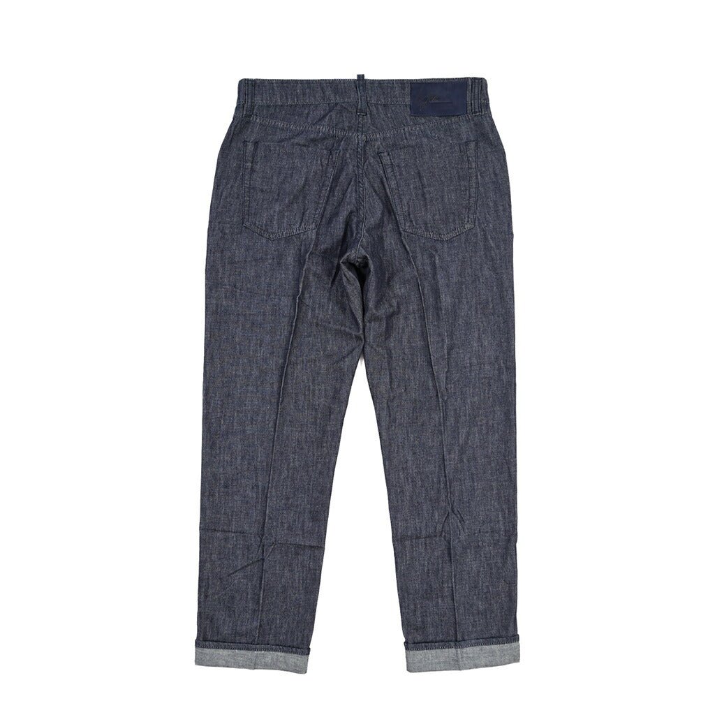 YCHAI “ROBUSTO” コットン100% ノータックデニムスラックス(デニスラ) / TAPERED FIT ネイビー(INDIGO) 32 | GUARDAROBA MILANO OFFICIAL STORE